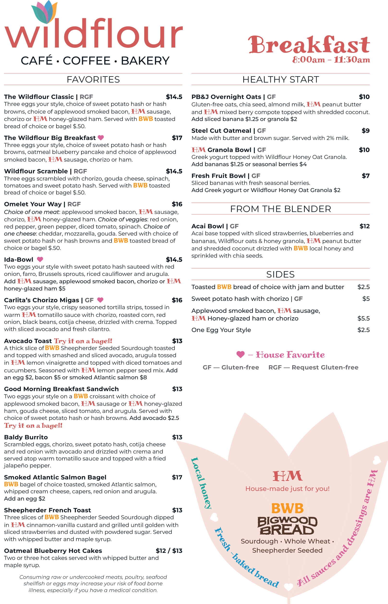 Wildflour Menu Page1